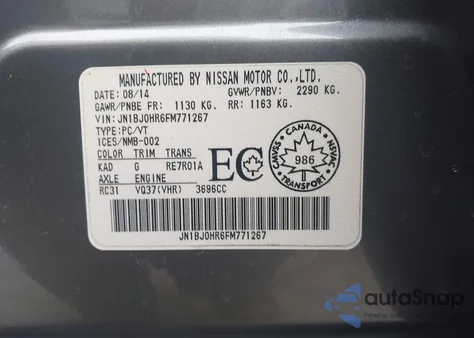 2015 Infiniti Qx50 Journey z USA, uszkodzony, nr VIN JN1BJ0HR6FM771267